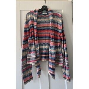 Oakley Multicolored Striped Open Drape Cardigan Sweater Women's Size Large